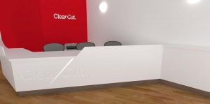 Clearcut reception desk